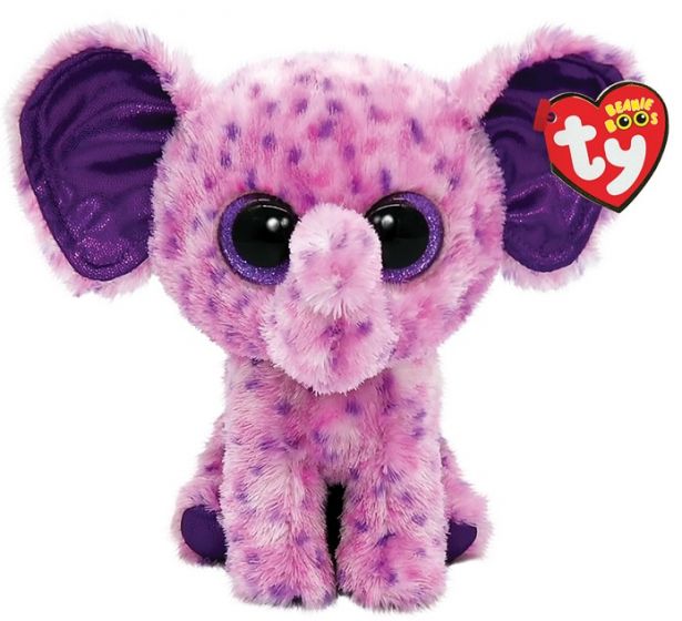 Ty Beanie Boos Eva kosebamse regular - rosa og lilla elefant med flekker - 15 cm