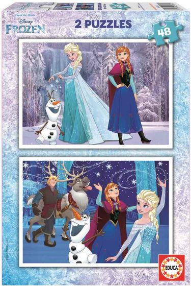 Educa Disney Frozen Puslespill 2 x 48 brikker - Elsa, Anna, Olaf, Kristoffer og Svein