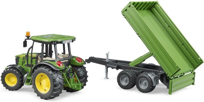 Bruder John Deere 5115M traktor med släpvagn som kan tippas - 02108