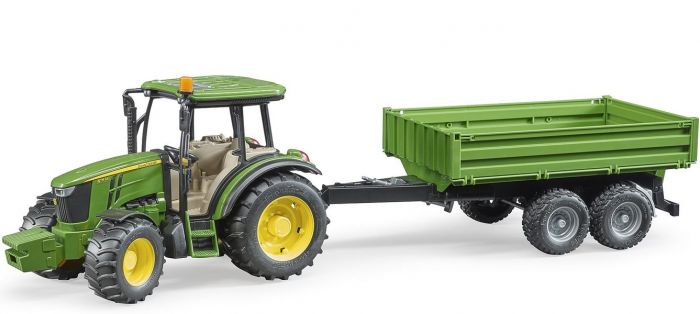 Bruder John Deere 5115M traktor med släpvagn som kan tippas - 02108