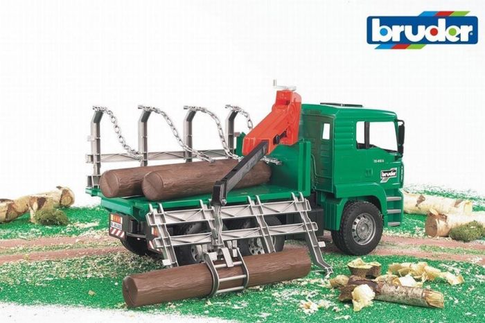 Bruder MAN Timber Truck - timmerbil med gripklo och 3 stockar - 02769