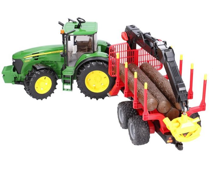 Bruder John Deer 7930 traktor med tømmerhenger og 4 tømmerstokker