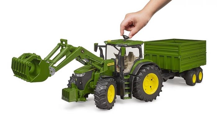 Bruder John Deere7R 350 frontloader traktor og anhænger med tipfunktion - 03155