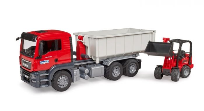 Bruder MAN TGS lastbil med container och kompaktlastare - 03767