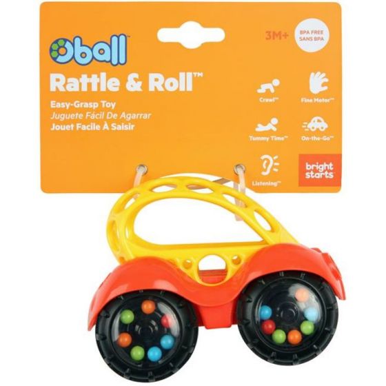Bright Starts Oball Rattle & Roll Buggie - rød lekebil med fargerike perler i hjulene