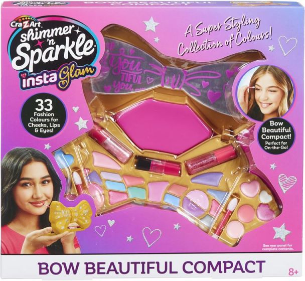 Shimmer 'n Sparkle Instaglam Bow Beautiful Sminkesett - kompakt sminkeskrin med speil og sminke