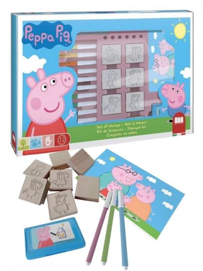 Multiprint Peppa Gris stempelsett med tusjer og tegnealbum