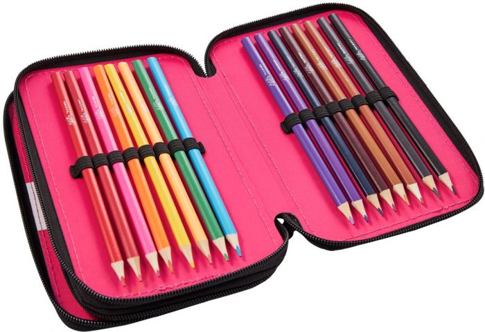 LOL Surprise dubbelt pennfodral med skrivmaterial och färgpennor
