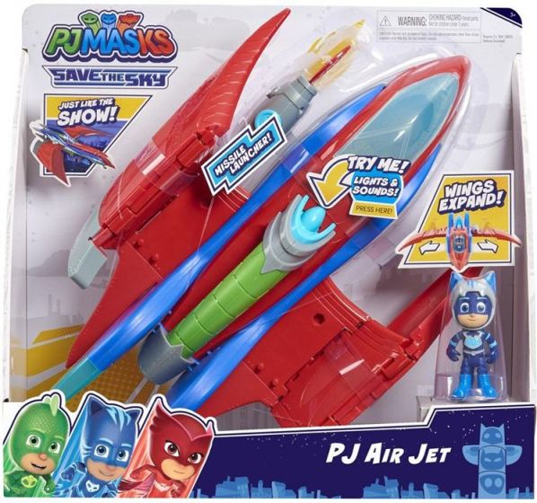 Pyjamashjältarna PJ Air Jet - flygplan med ljus och ljud - med Kattpojken-figur och tillbehör