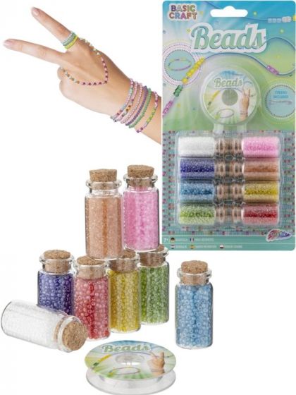 Grafix pysselpaket smycken - pärlor med tråd - 8 färger