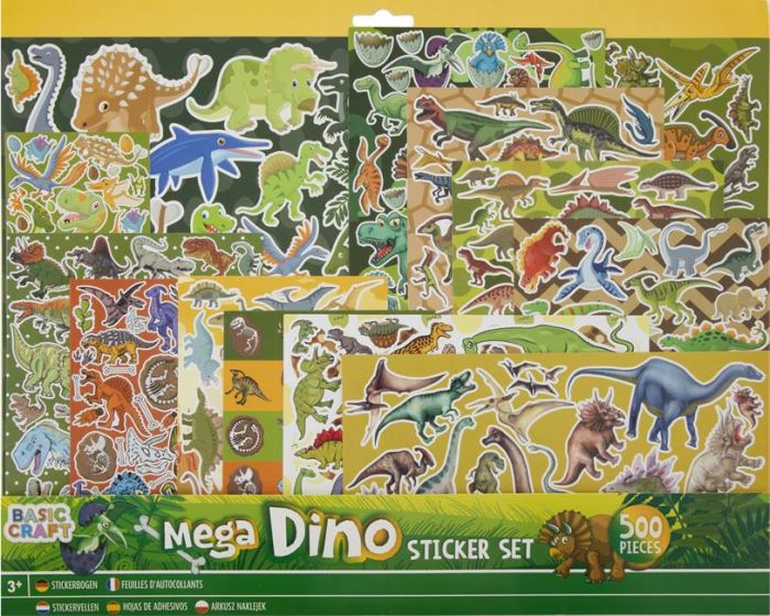Mega Dino Stickers - 500 klistermärken med dinosaurietema