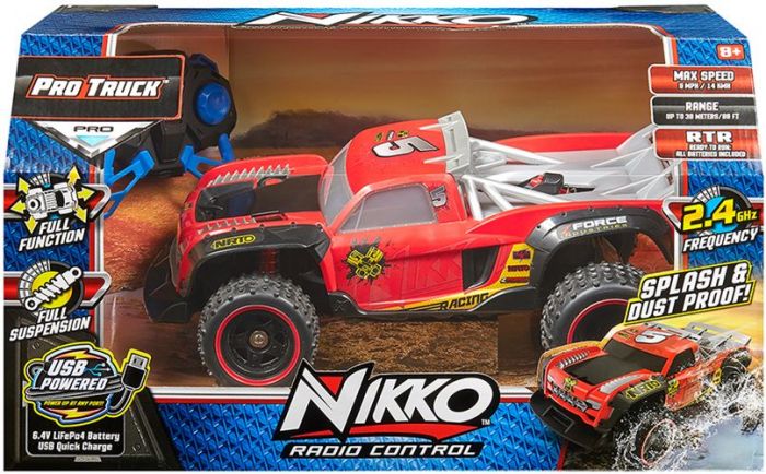 Nikko Pro Trucks 2.4 GHz RC Racing #5 radiostyrt bil - rød 30 cm