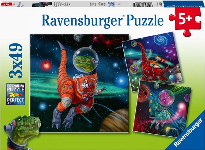 Ravensburger puslespill 3x49 brikker - Dinosaurer i verdensrommet