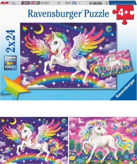 Ravensburger puslespill 2x24 brikker - Enhjørning og Pegasus