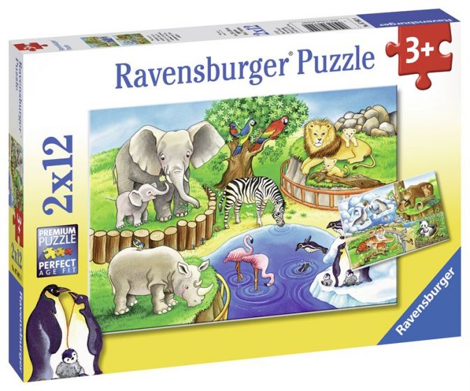 Ravensburger puslespil 2x12 brikker - Zoologisk have