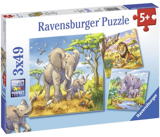 Ravensburger pusselpaket 3 x 49 bitar - vilda djur