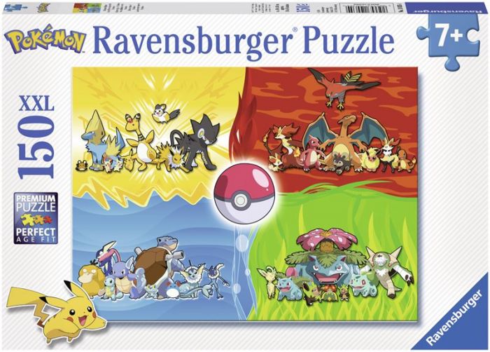 Ravensburger Pokemon XXL puslespill 150 brikker - de ulike Pokemontypene