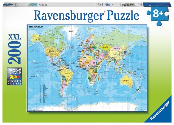 Ravensburger XXL puslespil 200 brikker - verdenskort