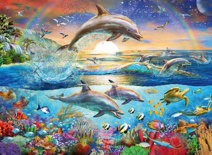 Ravensburger XXL Pussel 300 bitar - delfinernas paradis