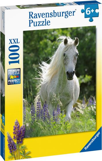 Ravensburger XXL Pussel 100 bitar - vit häst bland lupiner