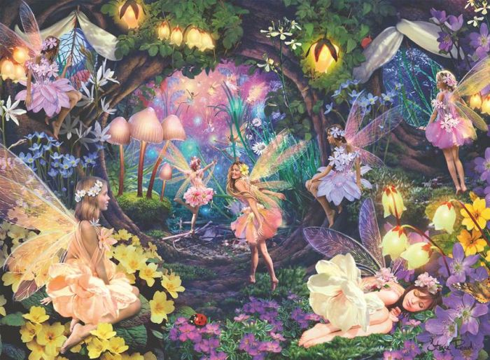 Ravensburger XXL puslespill 100 brikker - Fairy Garden - lyser i mørket