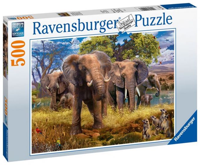 Ravensburger pussel 500 bitar - Elefantfamilj
