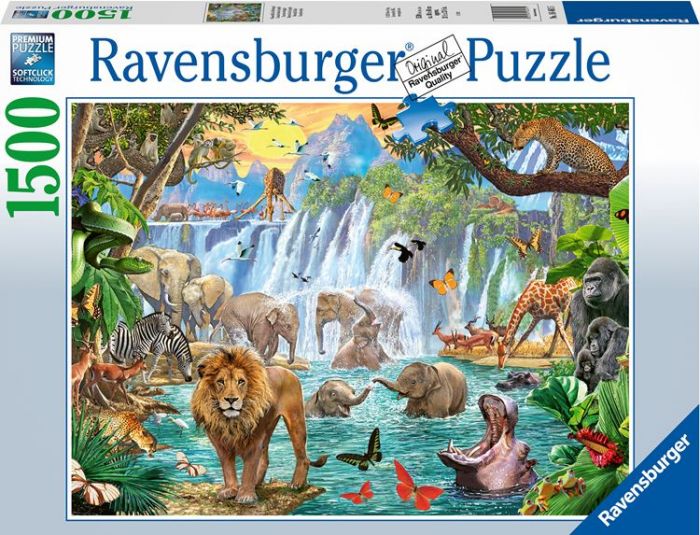 Ravensburger pussel 1500 bitar - Djurlivet vid vattenfallet