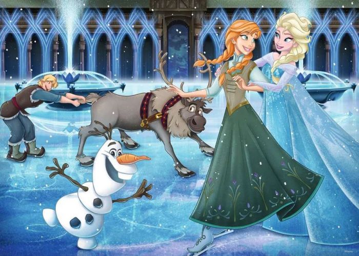 Ravensburger Disney Frozen puslespill 1000 brikker - Elsa, Anna og Olaf på skøyter