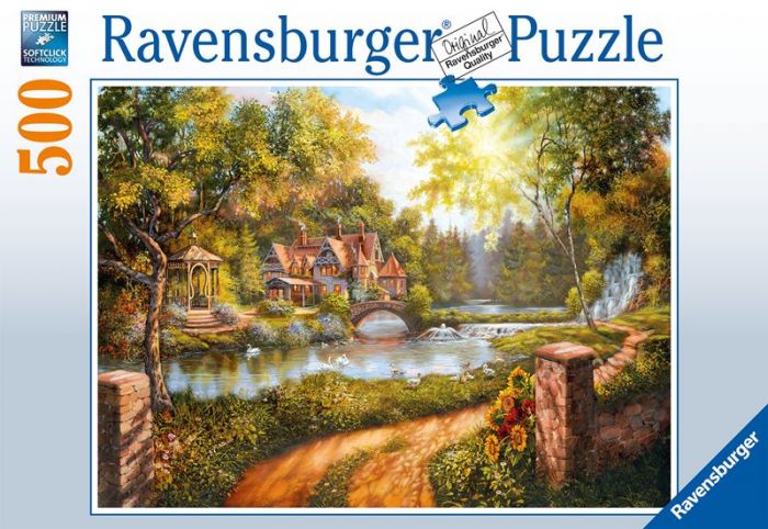 Ravensburger puslespill 500 brikker - hus ved elven