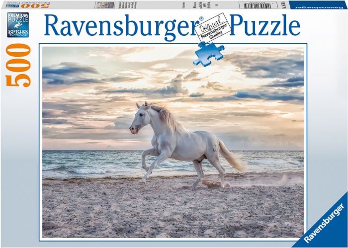 Ravensburger pussel 500 bitar - Galopperande häst på stranden