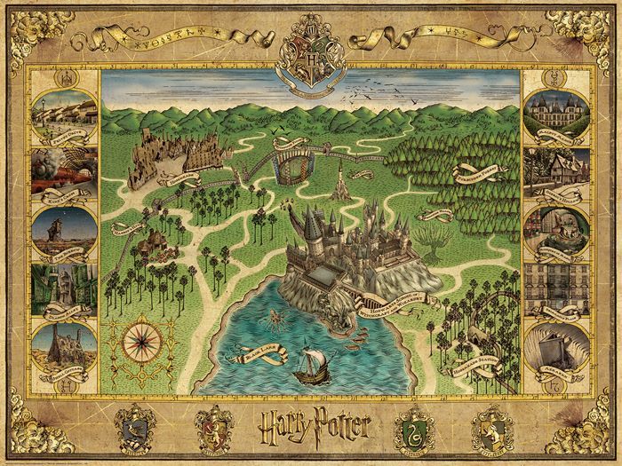 Ravensburger Harry Potter puslespill 1500 brikker - kart over Galtvort