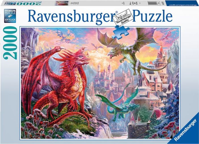 Ravensburger pussel 2000 bitar - Fantasilandskap med drakar