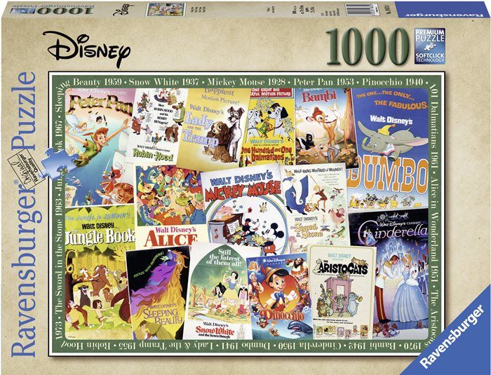 Ravensburger puslespill 1000 brikker - Disney Vintage Movie Poster