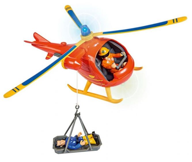 Brannmann Sam helikopter med pilot - lys og lyd - 28 cm
