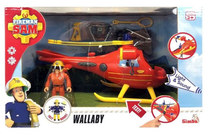 Brandman Sam helikopter med pilot - ljus och ljud - 28 cm
