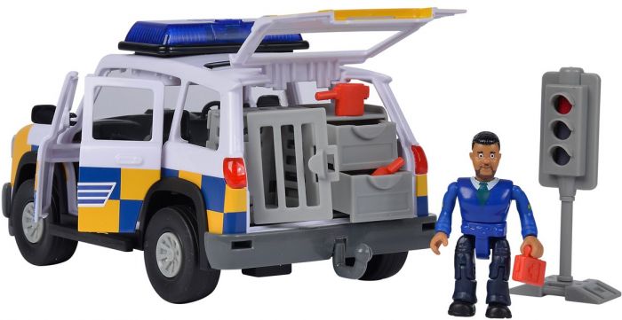 Brannmann Sam figursett - Politibil med figur og tilbehør - med lys og lyd