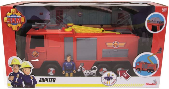 Brannmann Sam Jupiter brannbil med lys og lyd - med Sam-figur og hund inkludert - 31 cm høy