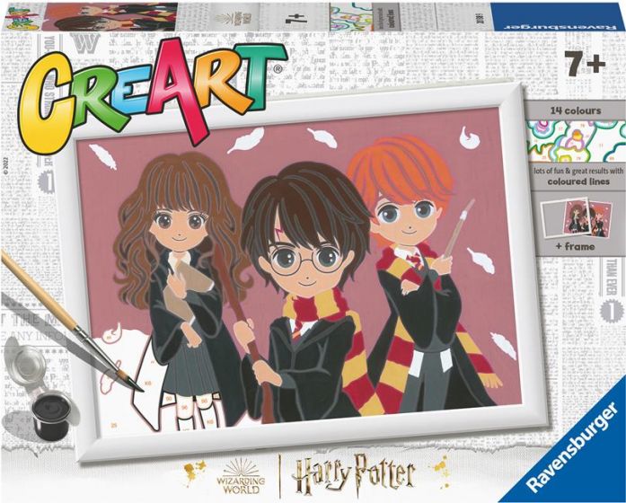 CreArt Harry Potter målarsats med förtryckt duk och akrylfärg - Den magiska trion
