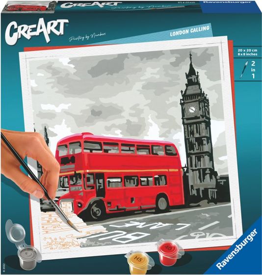CreArt London Calling malesæt med fortrykt lærred og akrylmaling