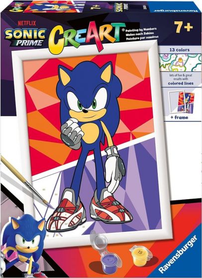 CreArt Sonic Prime malesæt med fortrykt lærred og akrylmaling
