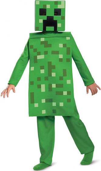 Minecraft Classic kostyme Medium - 7-8 år - Creeper jumpsuit med maske