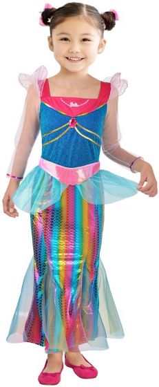 Barbie sjöjungfru maskeradkläder 5-7 år - Lång klänning med bälte och tyll 