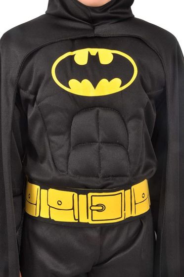 Batman Deluxe kostyme 3-4 år - Heldrakt med muskler, kappe med hette og maske 