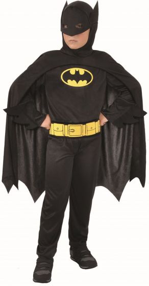 Batman kostyme 5-7 år - Heldrakt, kappe med maske og belte