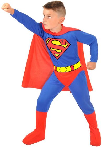 Superman Kostyme 3-4 år - heldrakt, kappe og belte 