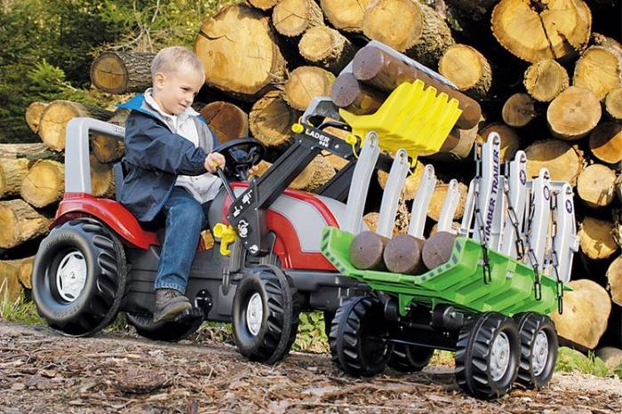 Rolly Toys rollyTimber: Tømmerhenger med tippfunksjon - tilhenger med tømmer til tråtraktor
