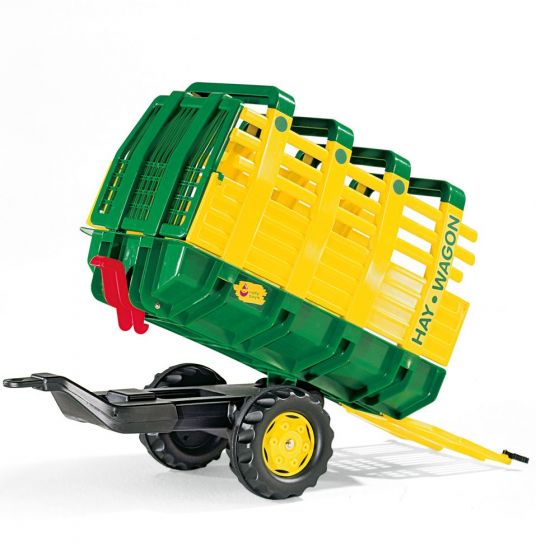 Rolly Toys rollyHay: Høyvogn med tippfunksjon - grønn og gul tilhenger til tråtraktor