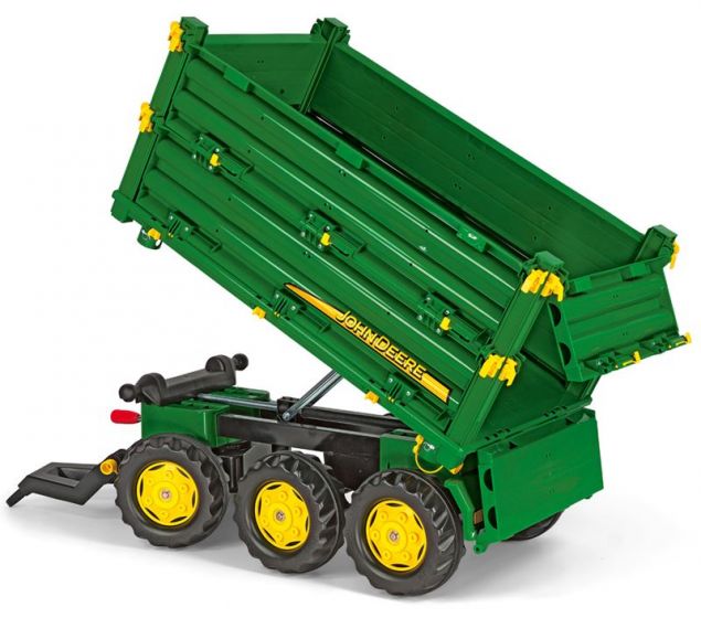 Rolly Toys rollyMulti Trailer: John Deere släpvagn till tramptraktor med höga väggar och tippfunktion