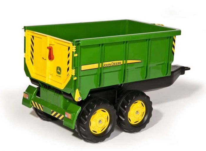 Rolly Toys rollyContainer: John Deere släpvagn med kroklift - med tipp- och last funktion till tramptraktor