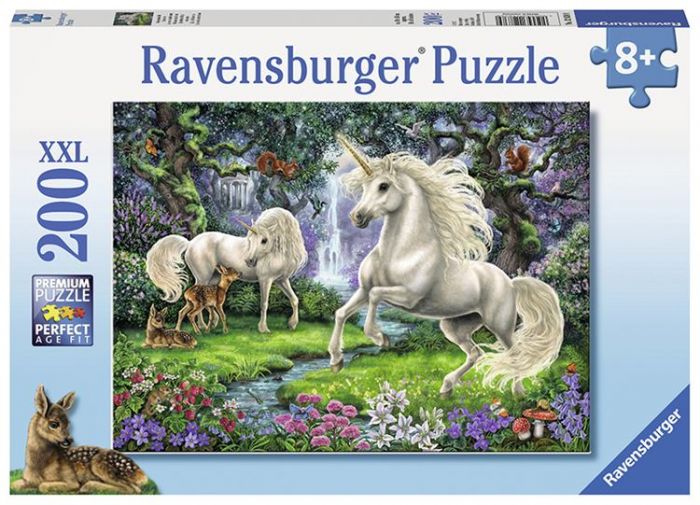 Ravensburger XXL Pussel 200 bitar - Enhörningar och rådjur i magisk trädgård